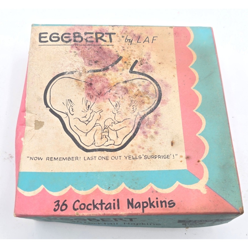 Eggbert‎ LAF Cocktail Napkins Box Set Vintage 1959 Monogram California 36 Humor